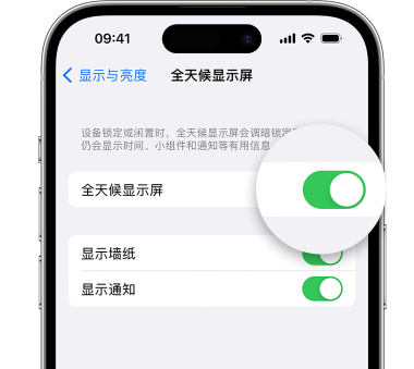 南宁苹果15预约维修分享iPhone15如何设置全天候显示屏幕可见 